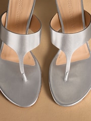 Russell & Bromley Silver Haymoor Toe Post Wedge Sandals - Image 4 of 7