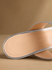 Russell & Bromley Silver Haymoor Toe Post Wedge Sandals - Image 6 of 7
