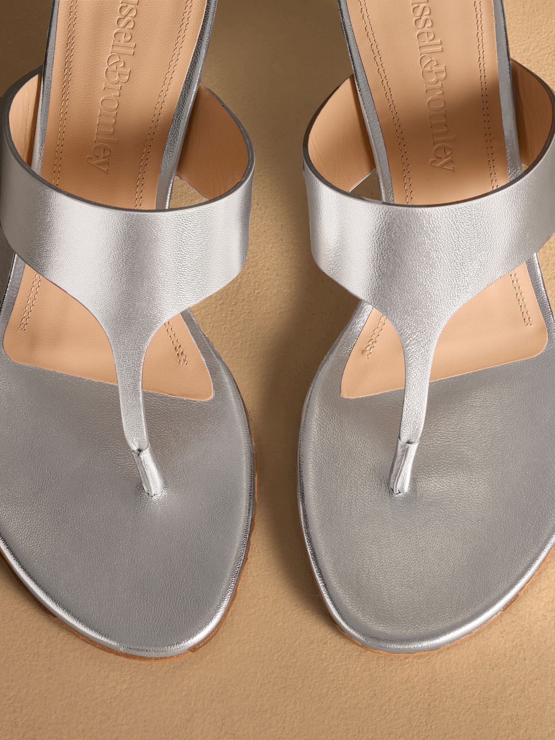Buy Russell & Bromley Silver Haymoor Toe Post Wedge Sandals from