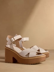Russell & Bromley Oatmeal Blakelow Platform Heeled Sandals - Image 1 of 7