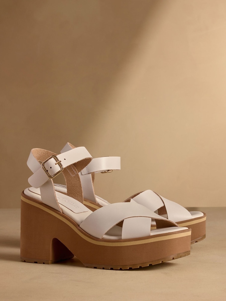 Russell & Bromley Oatmeal Blakelow Platform Heeled Sandals - Image 1 of 7 Russell & Bromley Oatmeal Blakelow Platform Heeled Sandals - Image 1 of 7