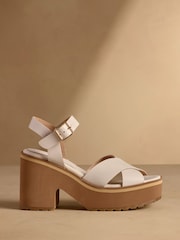 Russell & Bromley Oatmeal Blakelow Platform Heeled Sandals - Image 2 of 7