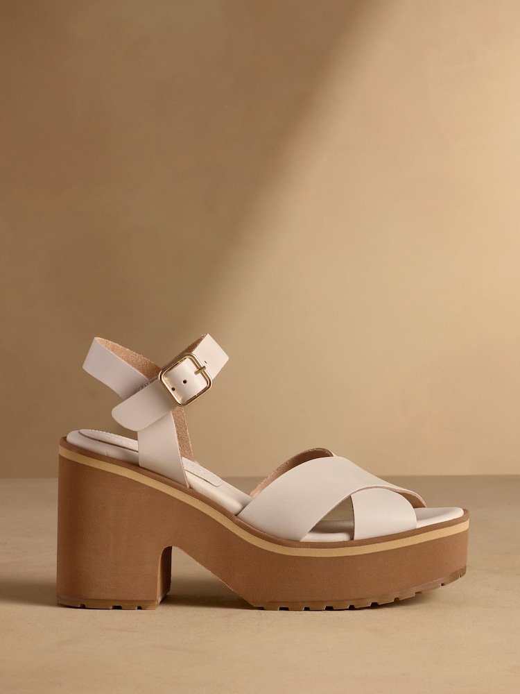 Russell & Bromley Oatmeal Blakelow Platform Heeled Sandals - Image 2 of 7 Russell & Bromley Oatmeal Blakelow Platform Heeled Sandals - Image 2 of 7