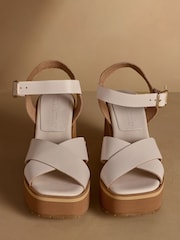 Russell & Bromley Oatmeal Blakelow Platform Heeled Sandals - Image 3 of 7