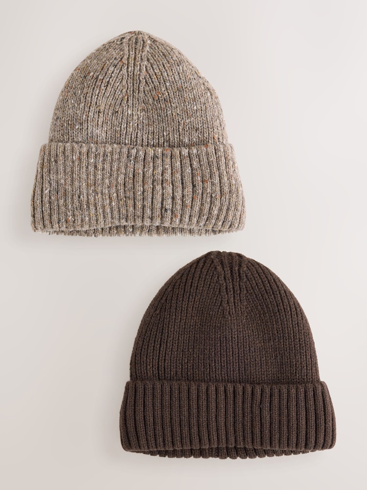 Brown/Neutral Thinsulate Beanie 2 Pack - Image 1 of 8 Brown/Neutral Thinsulate Beanie 2 Pack - Image 1 of 8