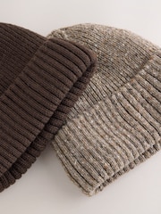 Brown/Neutral Thinsulate Beanie 2 Pack - Image 7 of 8
