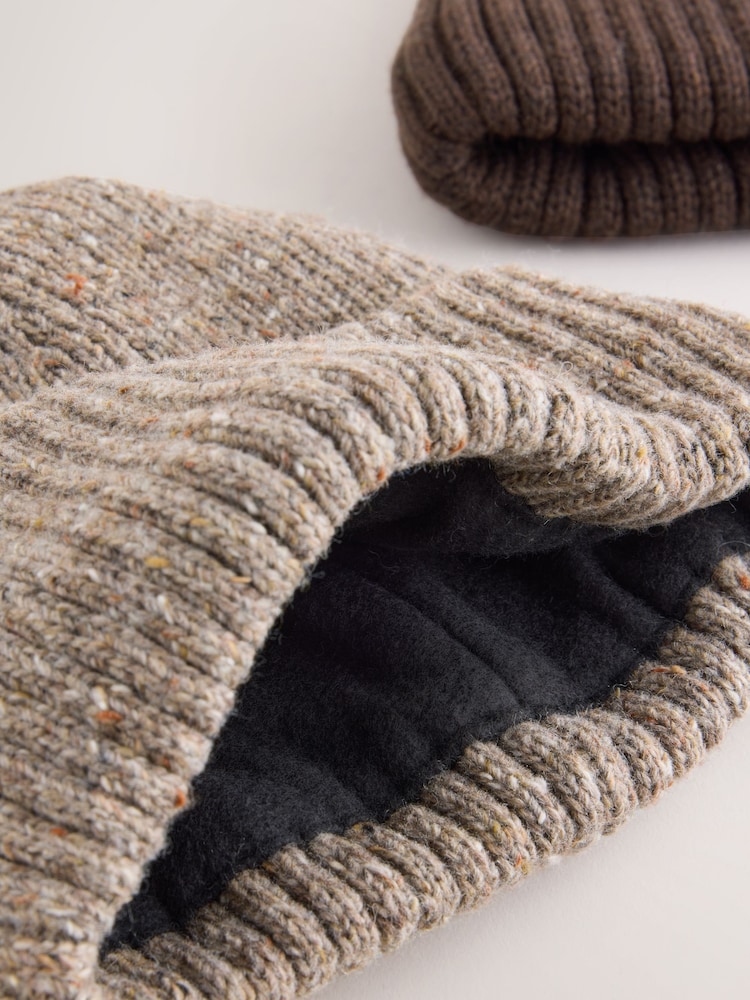 Brown/Neutral Thinsulate Beanie 2 Pack - Image 8 of 8 Brown/Neutral Thinsulate Beanie 2 Pack - Image 8 of 8