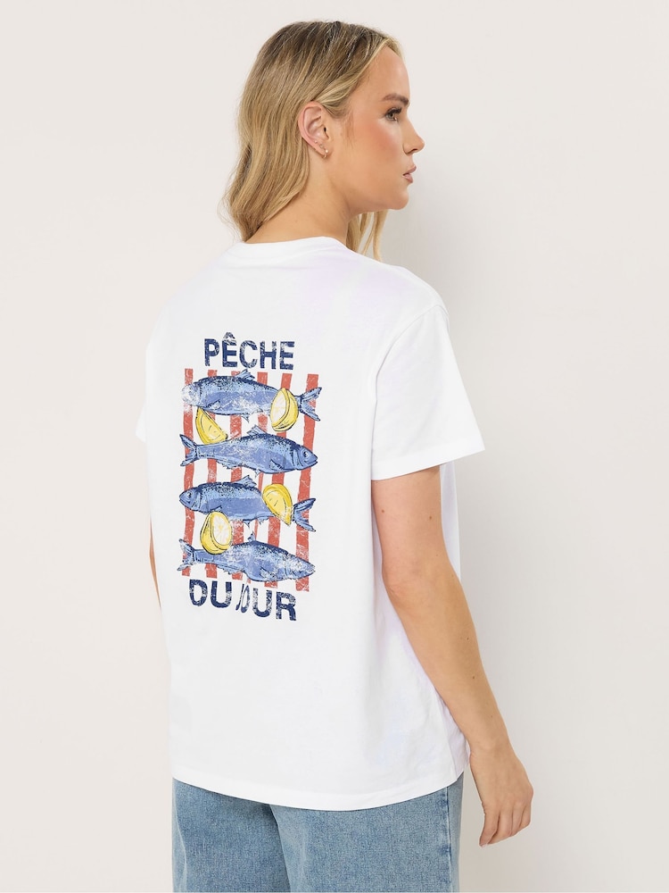 Long Tall Sally White Sardine Graphic Oversized T-Shirt - Image 2 of 7