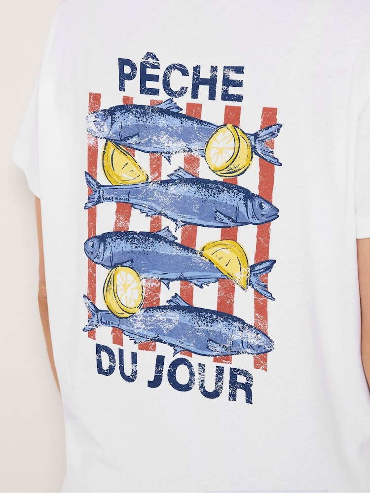 Long Tall Sally White Sardine Graphic Oversized T-Shirt - Image 7 of 7