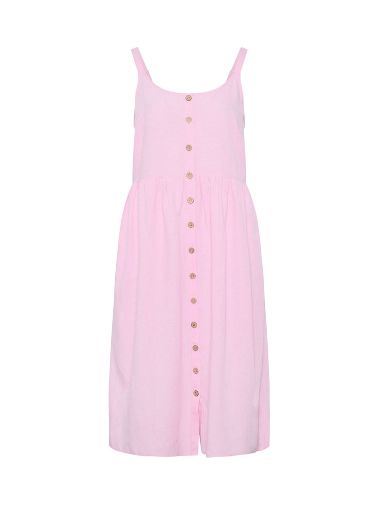 Yours Curve Pink Linen Blend Button Sundress - Image 5 of 5