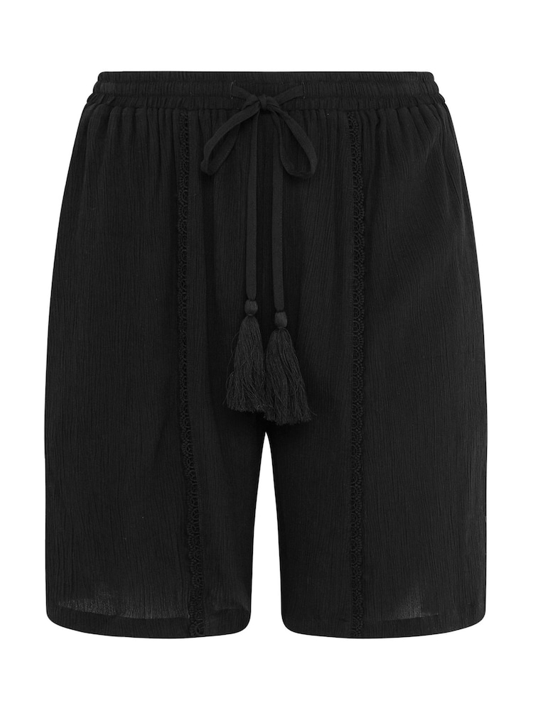 Negro - Yours Curve Scallop Trim Shorts - Imagen 5 de 5