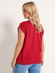 Yours Curve Red Sardines Knitted Vest Top - Image 3 of 5