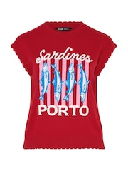 Yours Curve Red Sardines Knitted Vest Top - Image 5 of 5