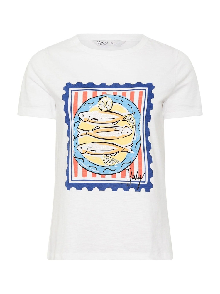 M&Co White Petite Sardine Placement T-Shirt - Image 5 of 5