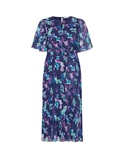 أزرق - Yours Curve London Floral Keyhole Pleated Maxi Dress - Image 5 of 5