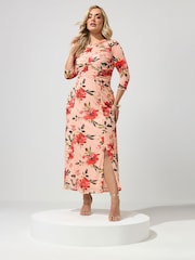 Yours Curve Orange London Keyhole Dress - Image 1 of 5