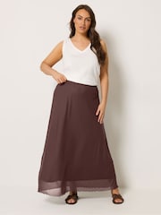 بني - Yours Curve Mesh A-Line Skirt - Image 2 of 5