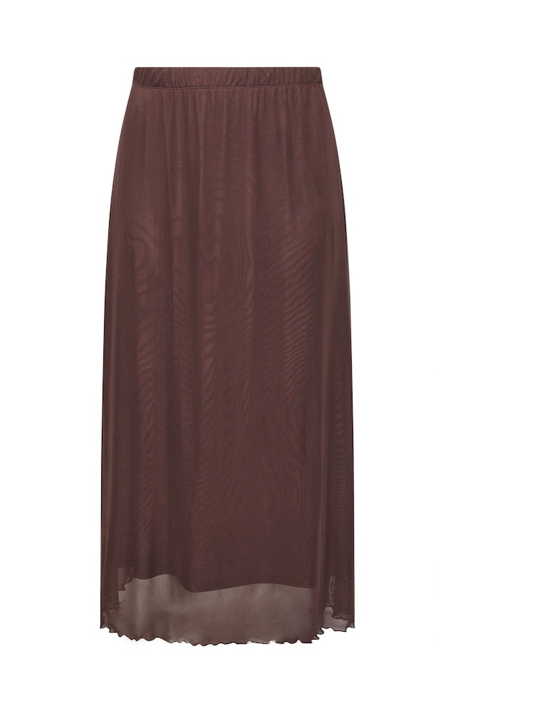بني - Yours Curve Mesh A-Line Skirt - Image 5 of 5 بني - Yours Curve Mesh A-Line Skirt - Image 5 of 5