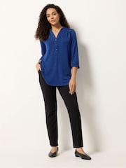 M&Co Blue Shimmer Half Placket Shirt - Image 3 of 5