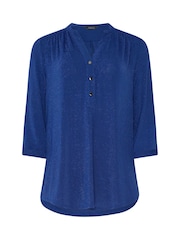 M&Co Blue Shimmer Half Placket Shirt - Image 5 of 5