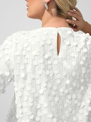 Yours Curve White London Sequin T-Shirt Dress - Image 4 of 6