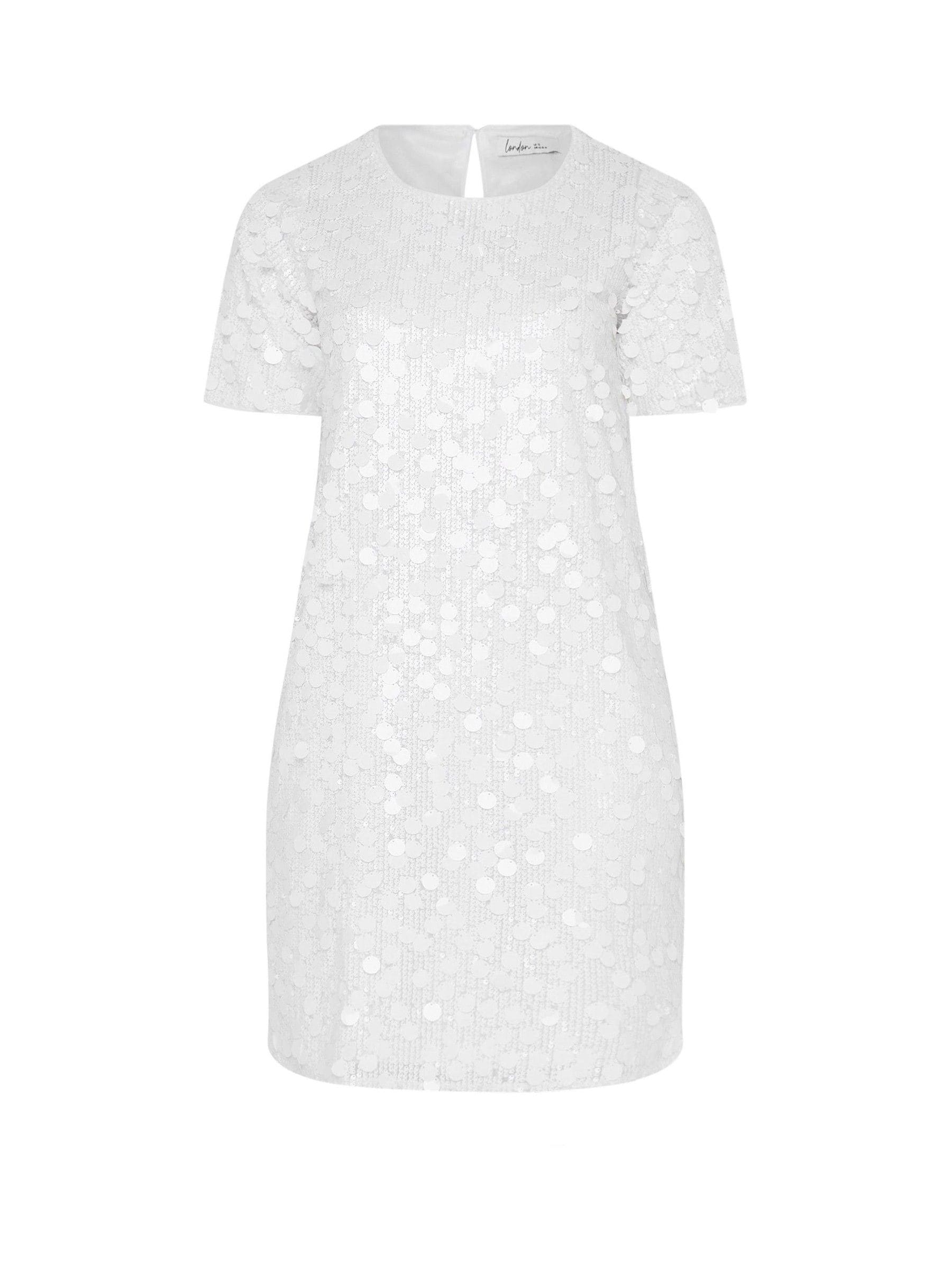 flat white sequin tunic dress Flat White Sequin Tunic Dress
