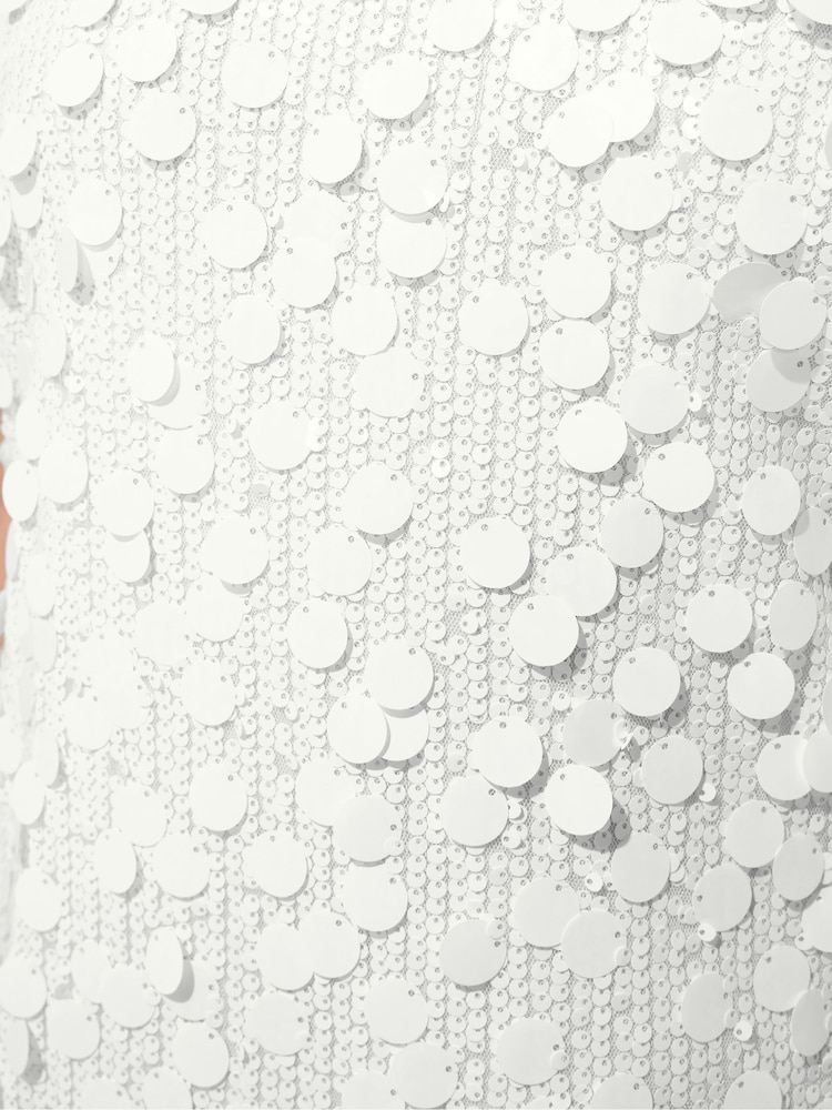 Yours Curve White London Sequin T-Shirt Dress - Image 6 of 6