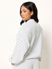 PixieGirl Petite White Spot Print Crinkle Funnel Neck Jacket - Image 2 of 5