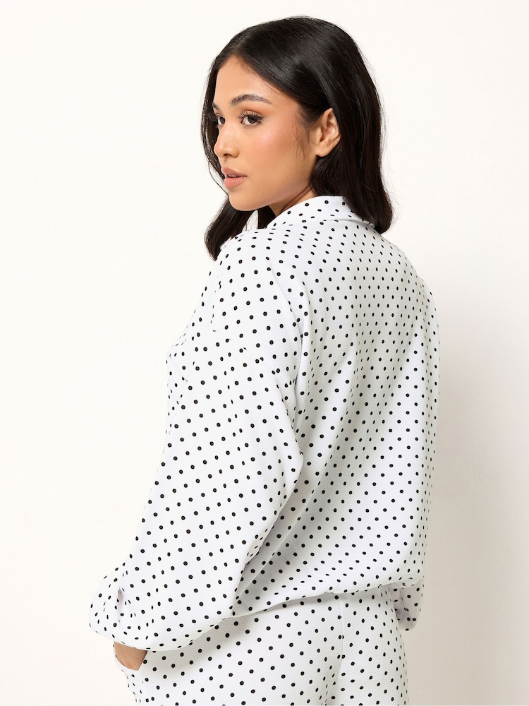 PixieGirl Petite White Spot Print Crinkle Funnel Neck Jacket - Image 2 of 5
