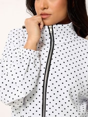 PixieGirl Petite White Spot Print Crinkle Funnel Neck Jacket - Image 4 of 5
