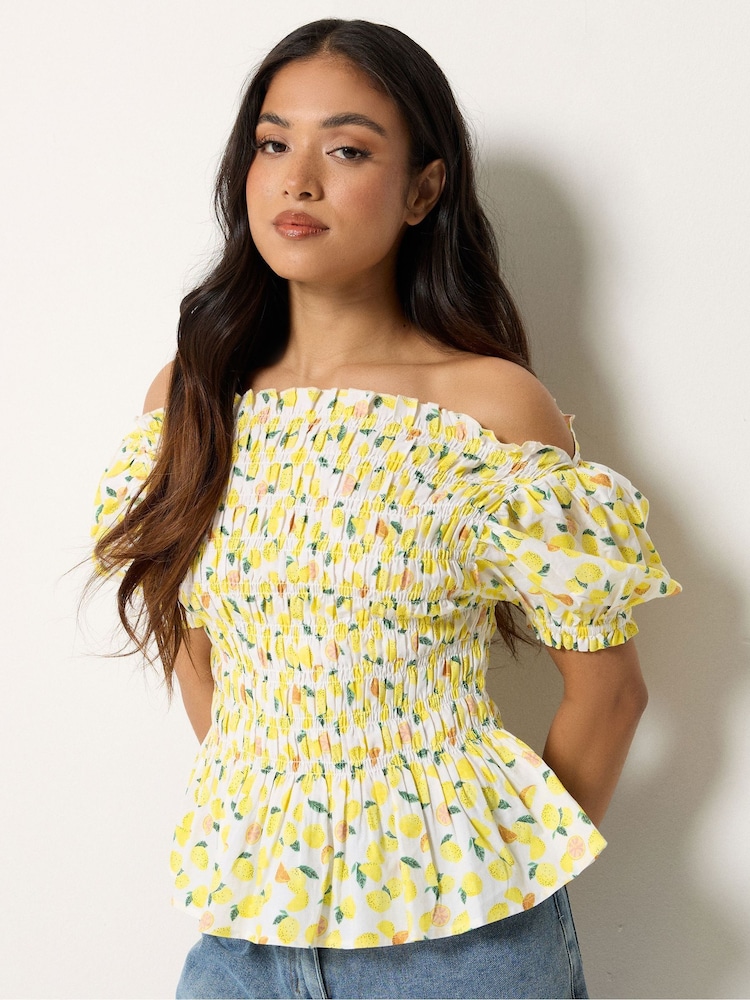PixieGirl Petite Yellow Shirred Top - Image 1 of 4