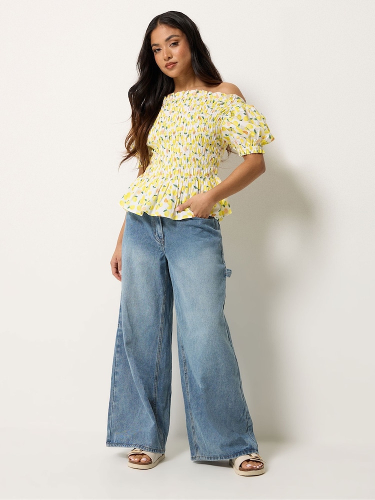 PixieGirl Petite Yellow Shirred Top - Image 2 of 4