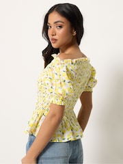 PixieGirl Petite Yellow Shirred Top - Image 4 of 4