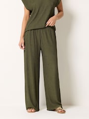 M&Co Green Textured Wide Leg Trousers - Image 2 of 5