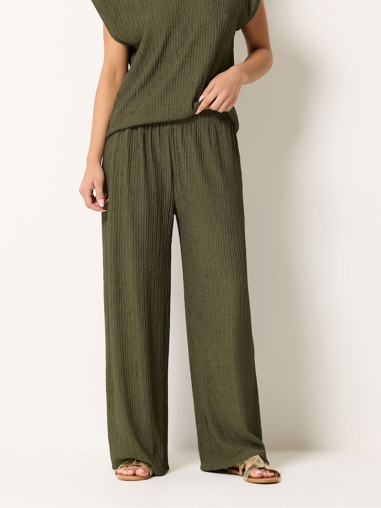M&Co Green Textured Wide Leg Trousers - Image 2 of 5