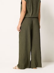 M&Co Green Textured Wide Leg Trousers - Image 3 of 5