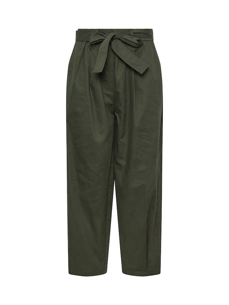 PixieGirl Petite Green Self Belted Poplin Barrel Trousers - Image 5 of 5