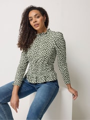 M&Co Green Shirred Top - Image 1 of 6