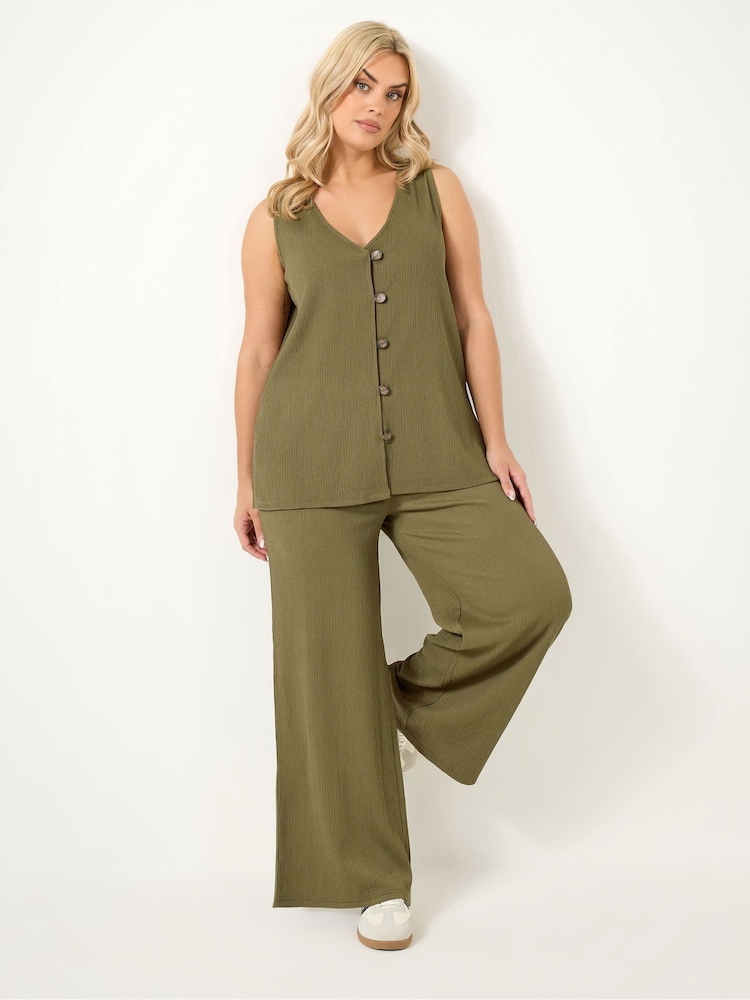 Yours Curve Green Textured Waistcoat - Image 2 of 5
