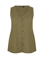 Yours Curve Green Textured Waistcoat - Image 5 of 5