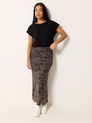 M&Co Brown Petite Mesh Maxi Skirt - Image 2 of 5