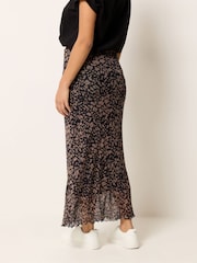 M&Co Brown Petite Mesh Maxi Skirt - Image 3 of 5