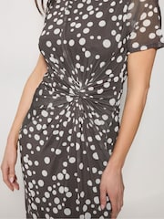 M&Co Brown Short Sleeve Twist Front Mesh Dress - Image 4 of 5