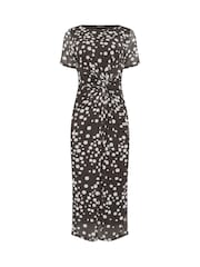 M&Co Brown Short Sleeve Twist Front Mesh Dress - Image 5 of 5