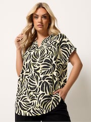 Yours Curve Green Textured Notch Neck Top - Image 1 of 5