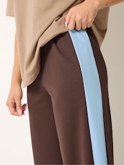 PixieGirl Brown Stripe Wide Leg Scuba Trousers - Image 4 of 5