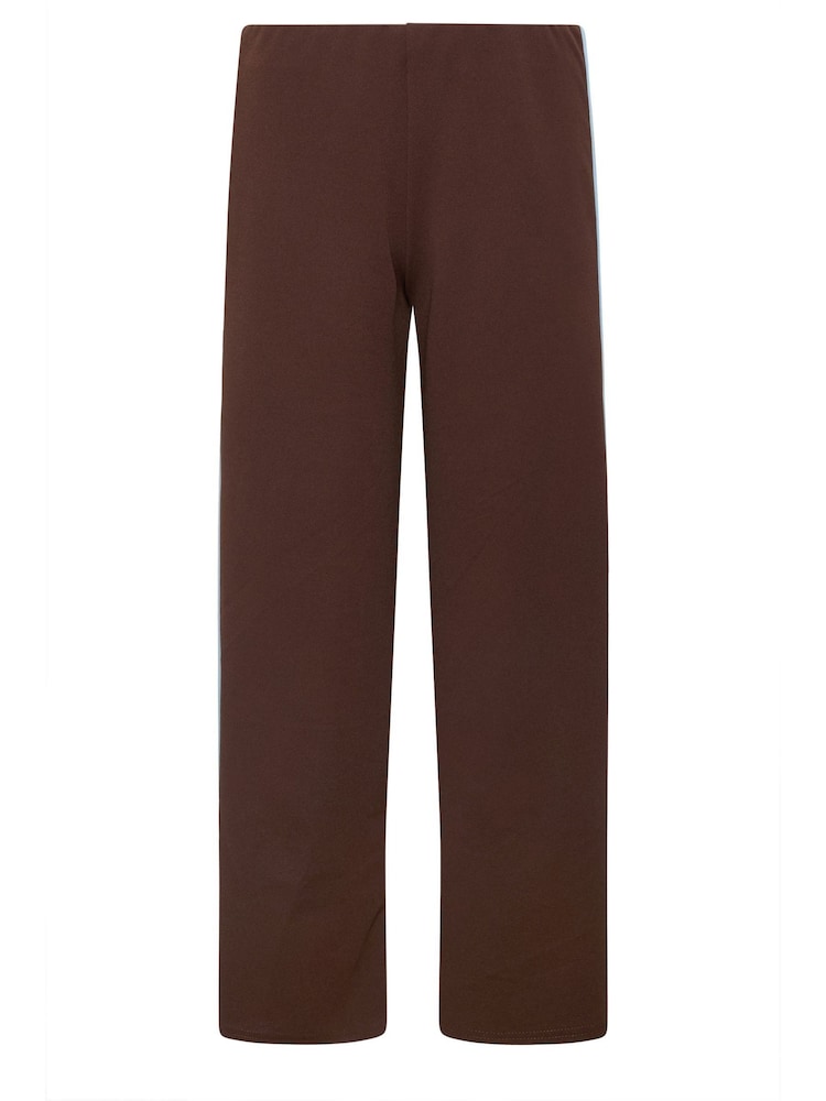 PixieGirl Brown Stripe Wide Leg Scuba Trousers - Image 5 of 5