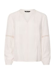 M&Co Cream Pintuck Trim Long Sleeve Blouse - Image 5 of 5