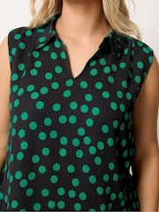 Yours Curve Black Polka Dot Collared Top - Image 4 of 5