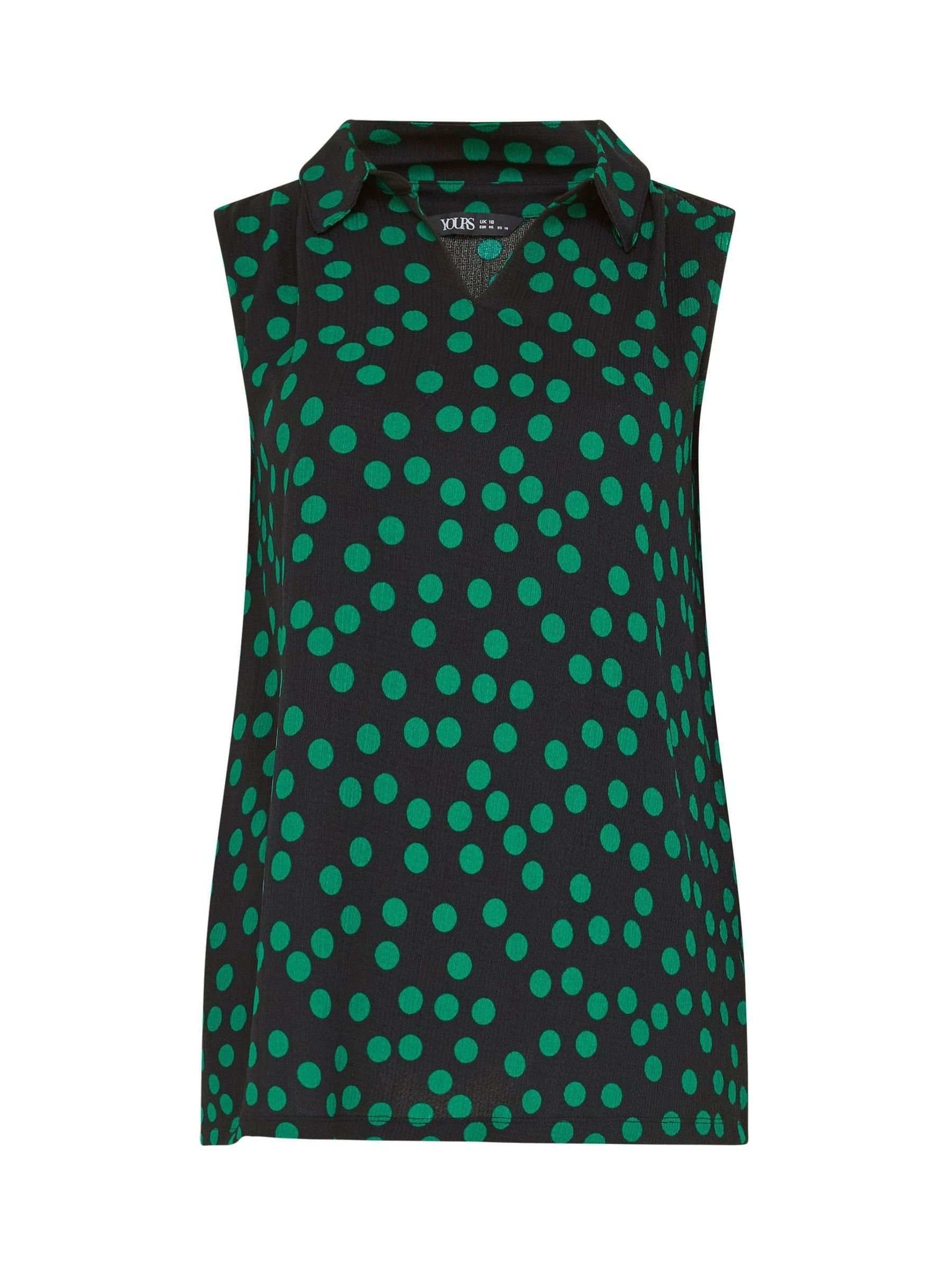 Buy Yours Curve Black Polka Dot Collared Top from Next Romania
